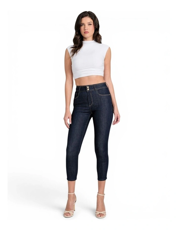 Eco High-Rise Shape Up Capri Jeans in Dark Wash image 2