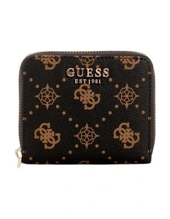 Silia Small Zip Around Wallet in Espresso Logo