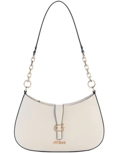 Carrie Top Zip Shoulder Bag in Stone