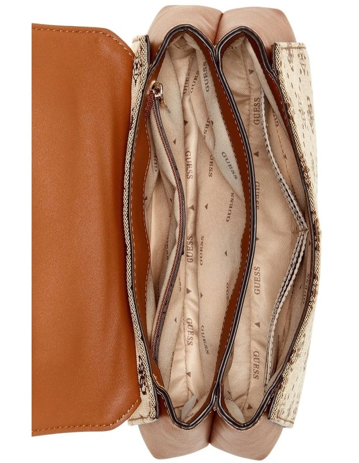 Melinda Top Handle Crossbody Flap Bag in Latte Logo image 4