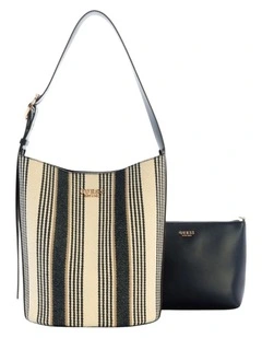 Nicolette Large Bucket Shoulder Bag in Navy Multi