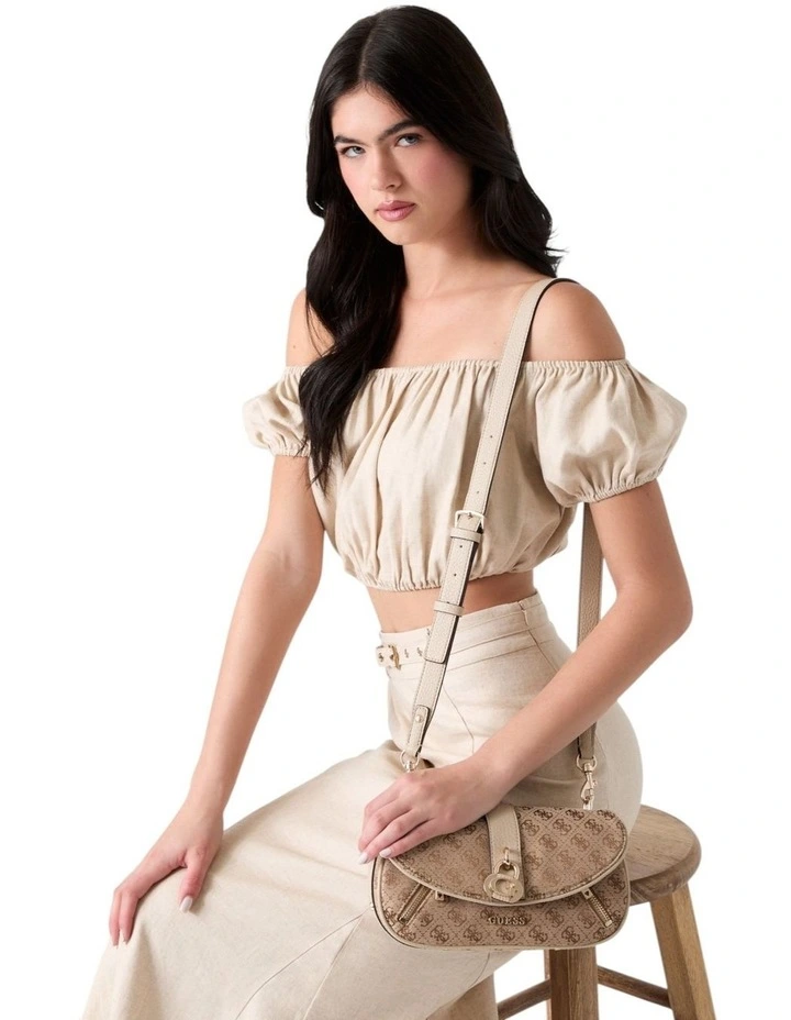 Jessa Flap Crossbody Bag in Latte Logo image 2