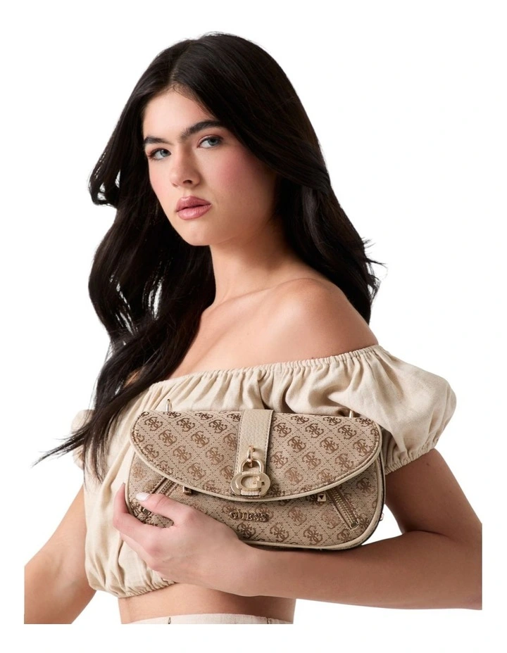 Jessa Flap Crossbody Bag in Latte Logo image 6