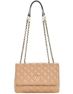 Giully Convertible Crossbody Flap Bag in Beige