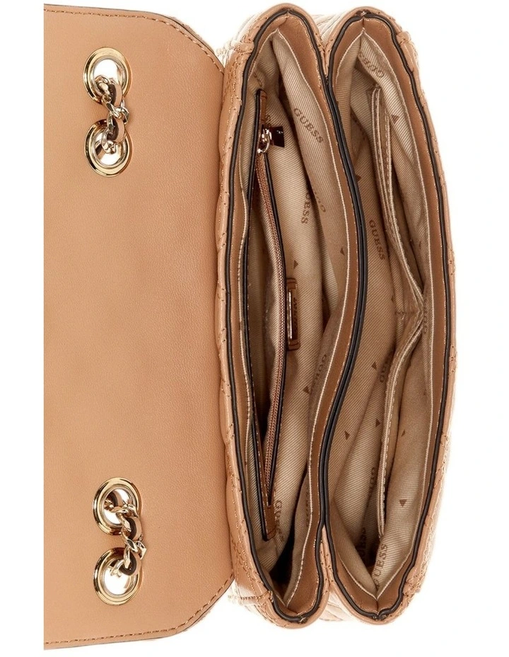 Giully Convertible Crossbody Flap Bag in Beige image 4