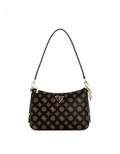 Daryna Top Zip Shoulder Bag in Mocha Logo