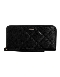Black Libby Large Zip Around Wallet in Black