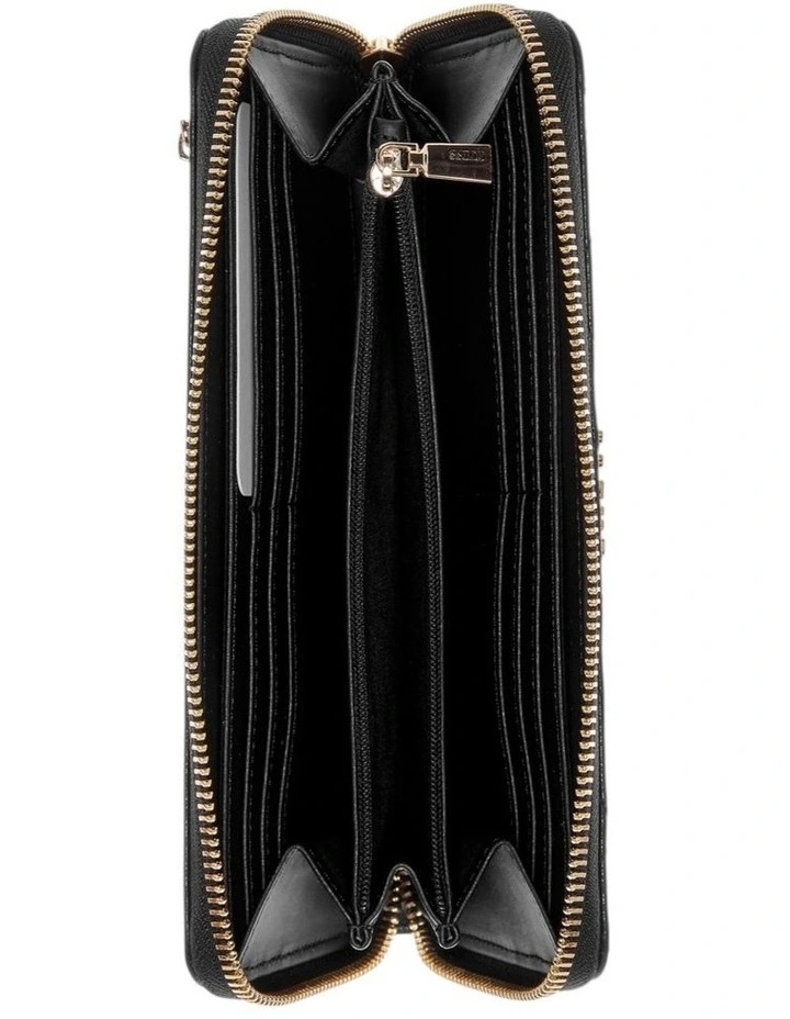 Black Libby Large Zip Around Wallet in Black image 3