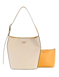 Nicolette Large Bucket Shoulder Bag in Natural/Marigold