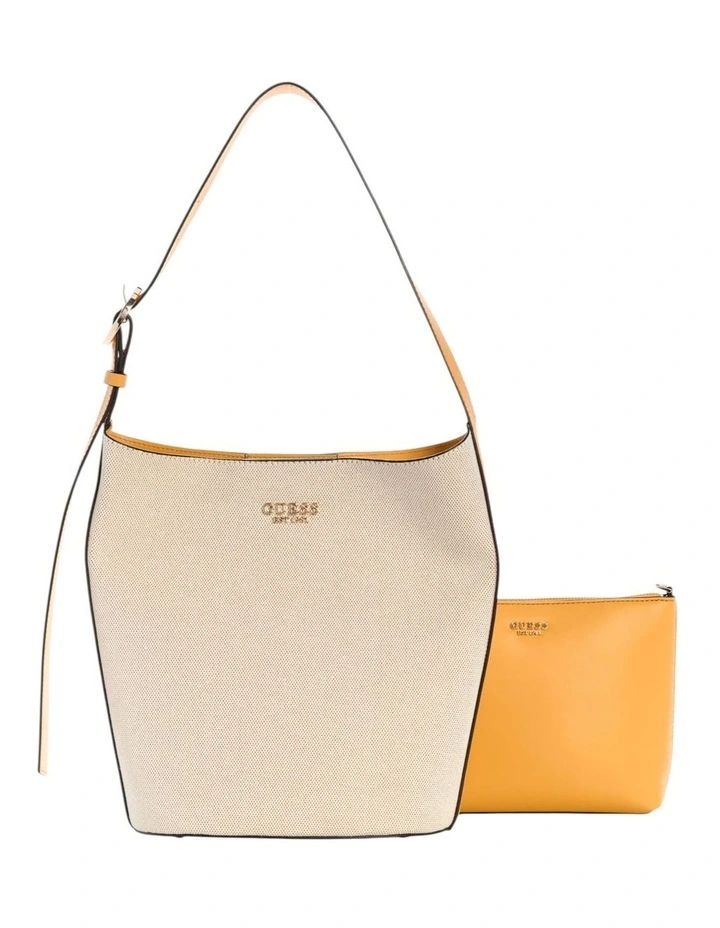 Nicolette Large Bucket Shoulder Bag in Natural/Marigold image 1
