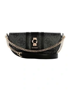 Erenia Convertible Crossbody Flap Bag in Black Logo