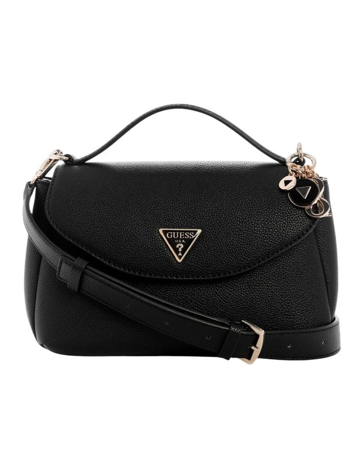 Evie Top Handle Crossbody Flap Bag in Black image 1
