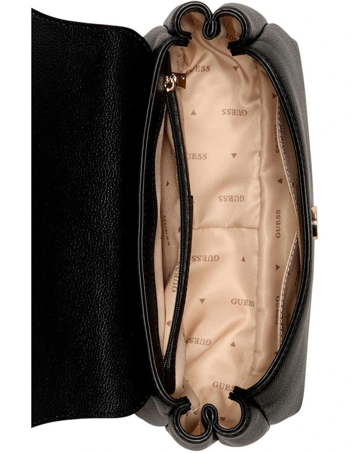 Evie Top Handle Crossbody Flap Bag in Black image 5