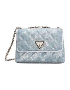 Giully II Mini Convertible Crossbody Flap Bag in Metallic Denim