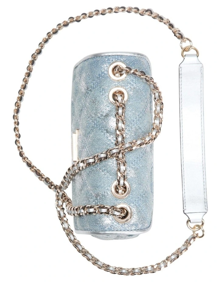 Giully II Mini Convertible Crossbody Flap Bag in Metallic Denim image 6