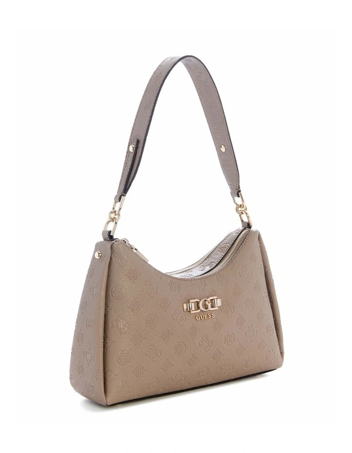 Anise Double Zip Shoulder Bag in Dark Taupe Logo image 2