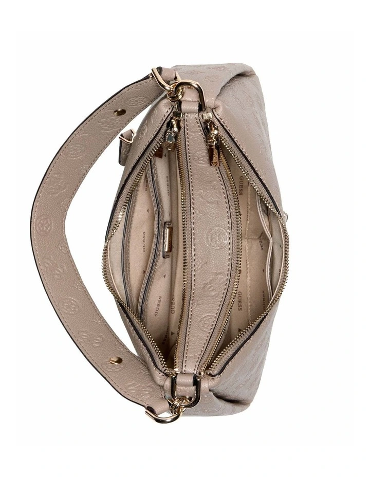 Anise Double Zip Shoulder Bag in Dark Taupe Logo image 3