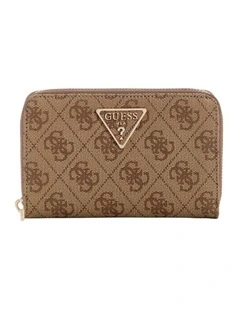 Laurel Medium Zip Around Wallet in Latte Logo