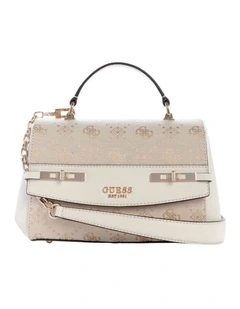 Melinda Top Handle Flap Bag in Off White Logo