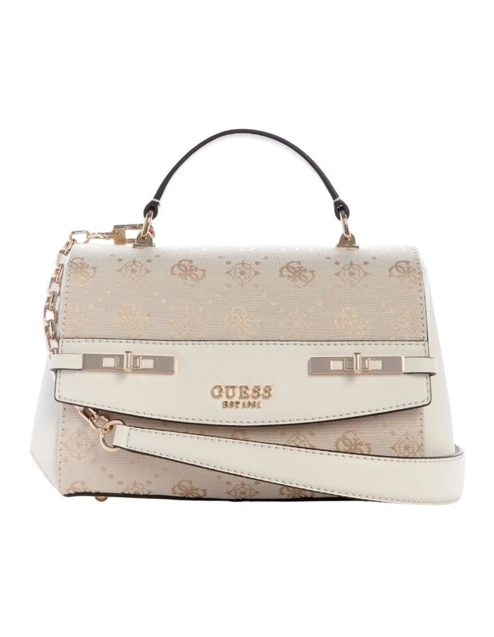 Melinda Top Handle Flap Bag in Off White Logo image 1