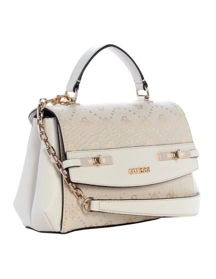 Melinda Top Handle Flap Bag in Off White Logo image 3