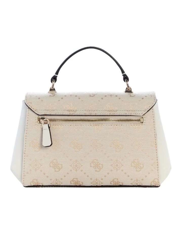 Melinda Top Handle Flap Bag in Off White Logo image 4