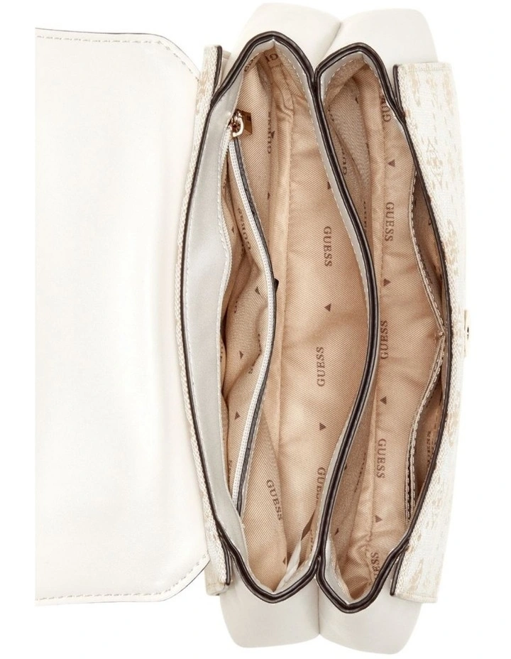 Melinda Top Handle Flap Bag in Off White Logo image 5
