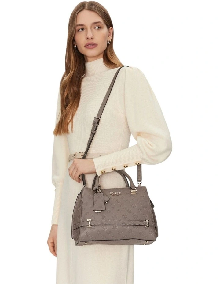 Zarela Luxury Satchel Bag in Dark Taupe Logo image 2