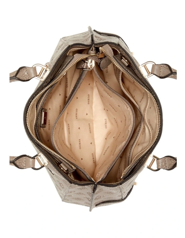 Zarela Luxury Satchel Bag in Dark Taupe Logo image 4