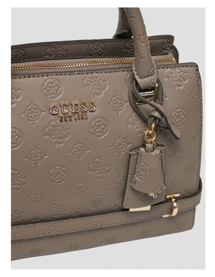 Zarela Luxury Satchel Bag in Dark Taupe Logo image 6