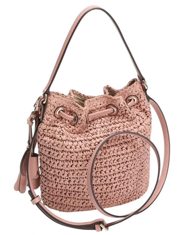 Ofelia Top Handle Bucket Bag in Coral Pink image 3