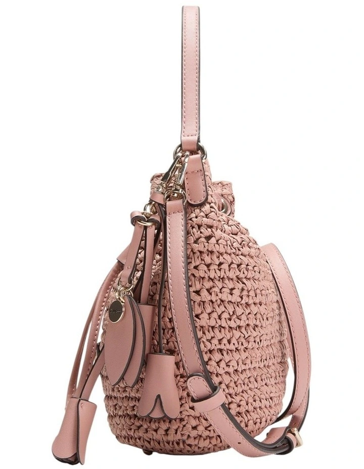 Ofelia Top Handle Bucket Bag in Coral Pink image 4