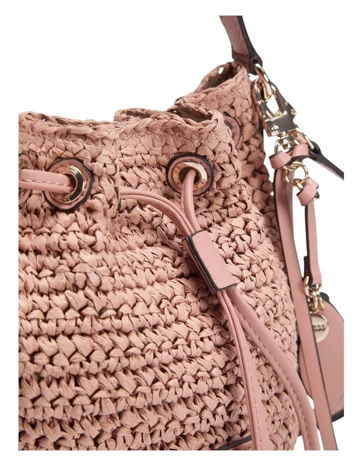 Ofelia Top Handle Bucket Bag in Coral Pink image 5