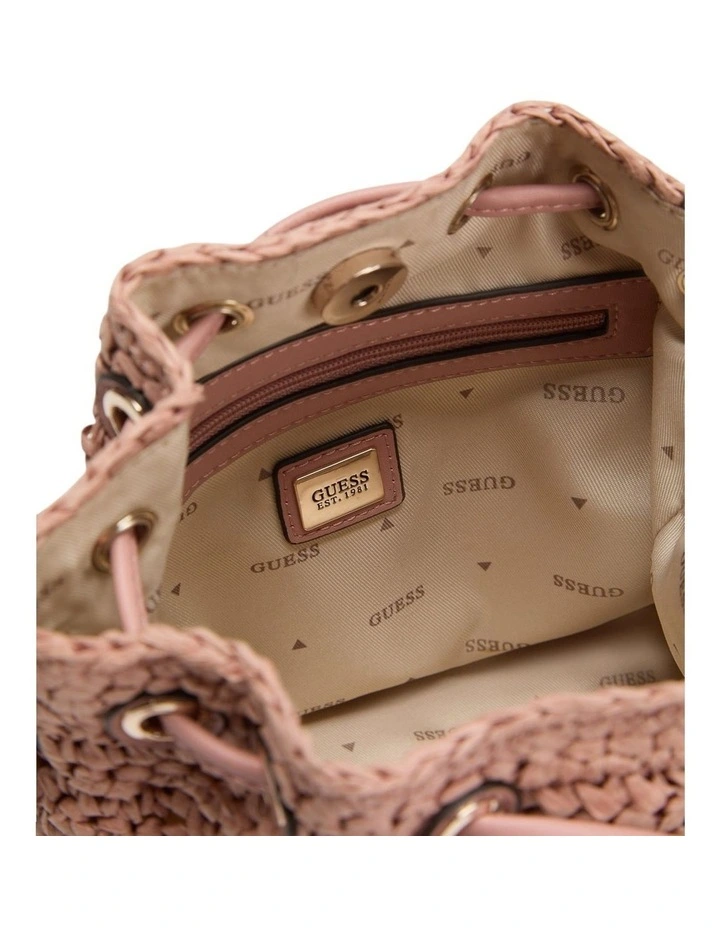 Ofelia Top Handle Bucket Bag in Coral Pink image 6