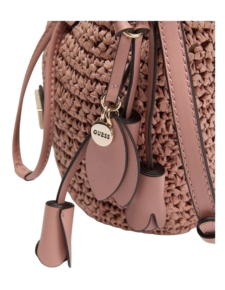 Ofelia Top Handle Bucket Bag in Coral Pink image 7
