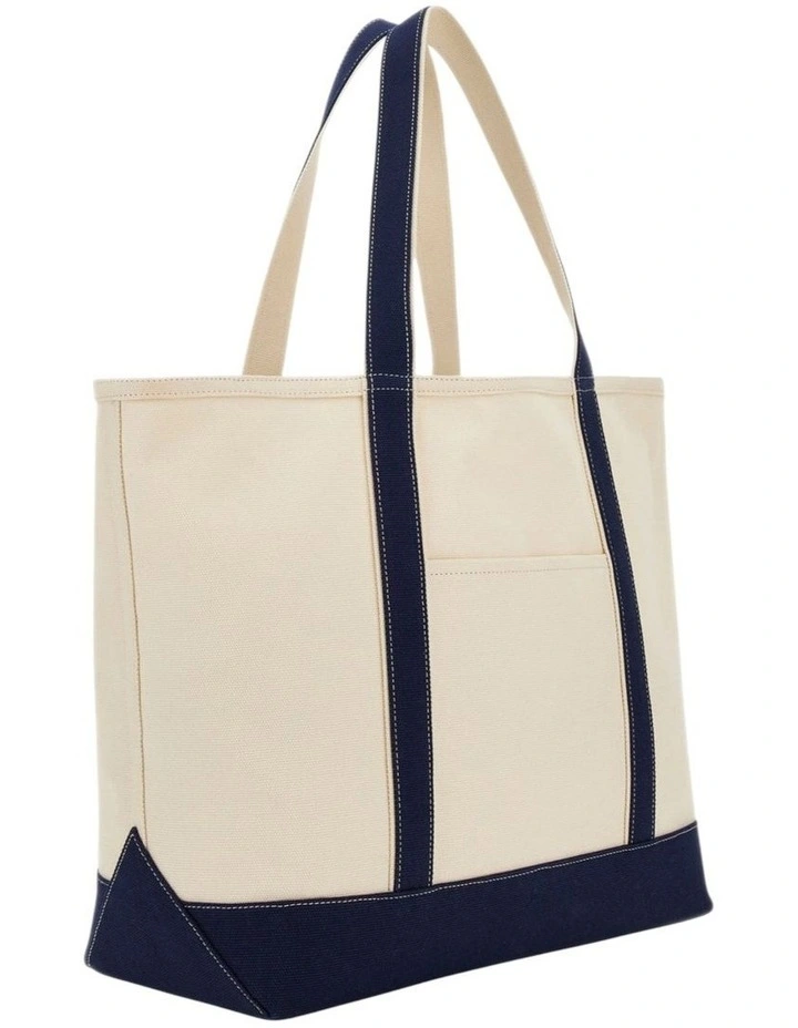 Summerline Large Tote Bag in Natural/Navy image 2
