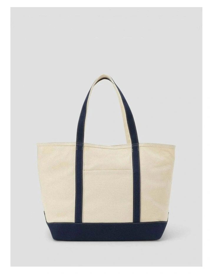 Summerline Large Tote Bag in Natural/Navy image 4