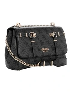 Leona Convertible Crossbody Flap Bag in Coal Logo