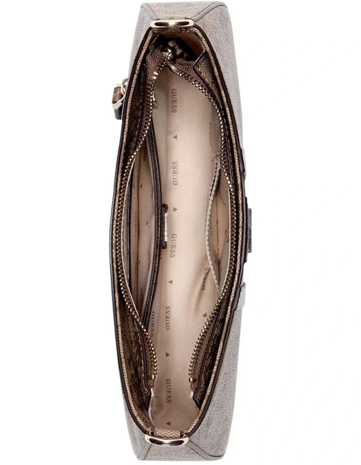 Noelle II Top Zip Shoulder Bag in Latte Logo/Brown image 4