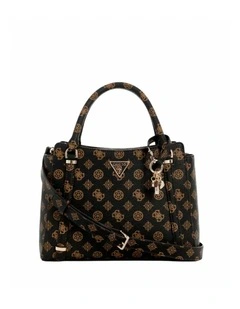 Daryna Double Compartment Satchel in Mocha Logo