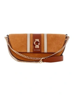 Erenia Convertible Crossbody Flap Bag in Cognac Multi