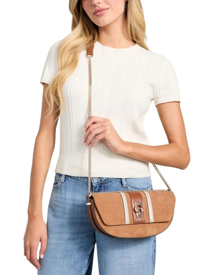 Erenia Convertible Crossbody Flap Bag in Cognac Multi image 2