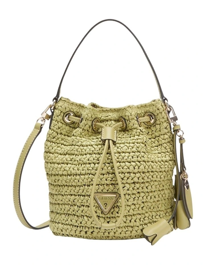 Ofelia Top Handle Bucket Bag in Olive image 1