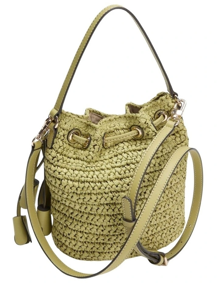 Ofelia Top Handle Bucket Bag in Olive image 3