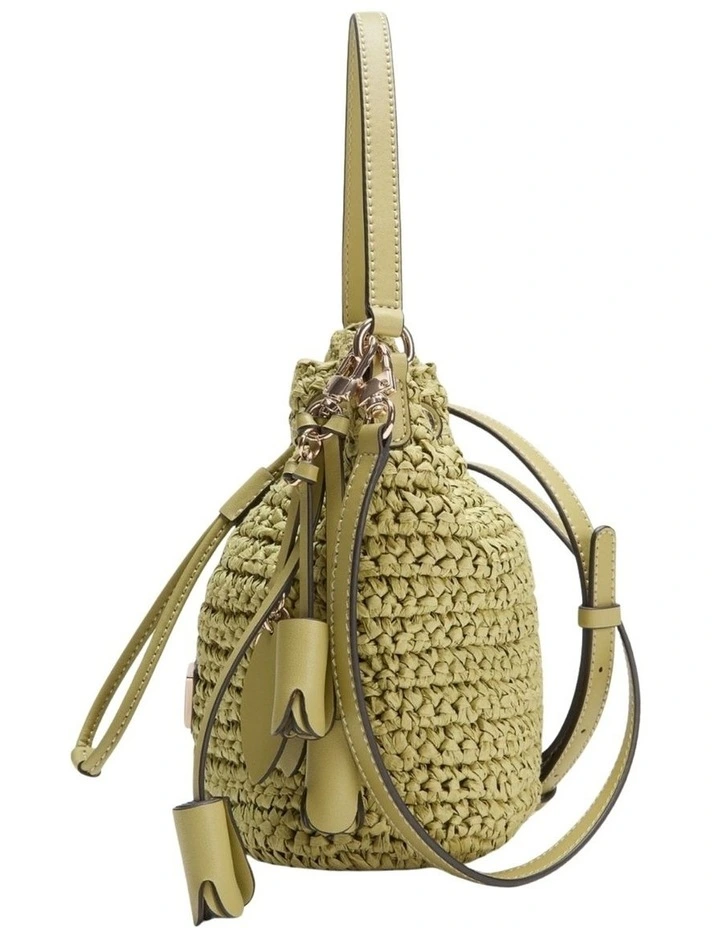 Ofelia Top Handle Bucket Bag in Olive image 4