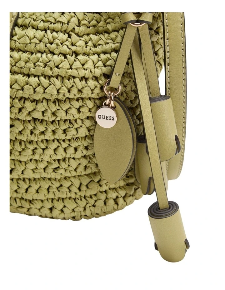 Ofelia Top Handle Bucket Bag in Olive image 6