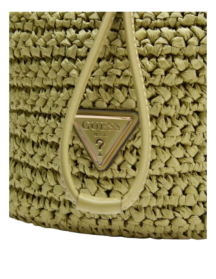 Ofelia Top Handle Bucket Bag in Olive image 7