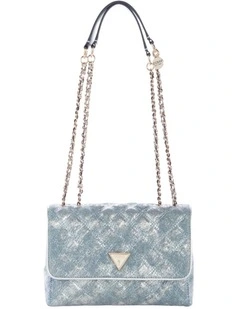 Giully II Convertible Denim Flap Bag in Metallic Denim