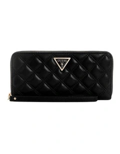 Giully Large Zip Around Wallet in Black