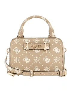 Silia Mini Satchel Bag in Biscotti Logo
